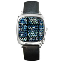 Looking Out At Night, Abstract Venture Adventure (venture Night Ii) Square Metal Watch by DianeClancy