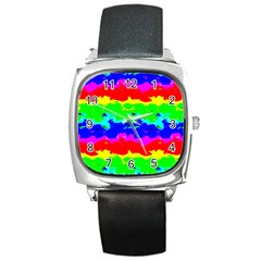 Colorful Digital Abstract  Square Metal Watch by dflcprints