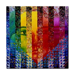 Conundrum I, Abstract Rainbow Woman Goddess  Face Towel by DianeClancy