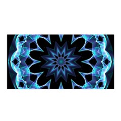 Crystal Star, Abstract Glowing Blue Mandala Satin Wrap by DianeClancy