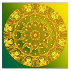 Yellow Green Abstract Wheel Of Fire Large Satin Scarf (square) by DianeClancy