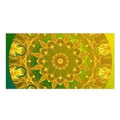 Yellow Green Abstract Wheel Of Fire Satin Shawl by DianeClancy