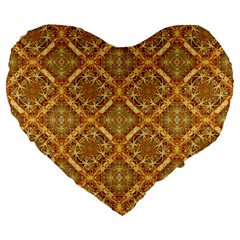 Luxury Check Ornate Pattern Large 19  Premium Flano Heart Shape Cushions by dflcprints