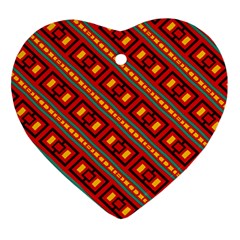 Distorted Stripes And Rectangles Pattern      			ornament (heart) by LalyLauraFLM