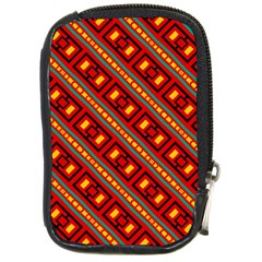 Distorted Stripes And Rectangles Pattern      			compact Camera Leather Case by LalyLauraFLM