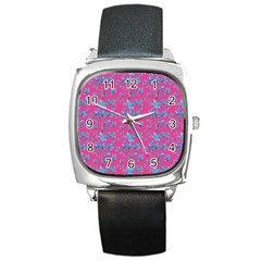 Floral Collage Revival Square Metal Watch by dflcprints