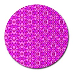 Pink Snowflakes Spinning In Winter Round Mousepads by DianeClancy