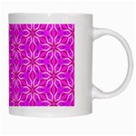 Pink Snowflakes Spinning In Winter White Mugs Right
