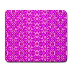 Pink Snowflakes Spinning In Winter Large Mousepads by DianeClancy