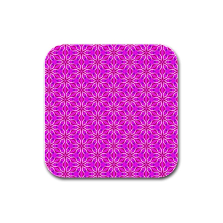 Pink Snowflakes Spinning In Winter Rubber Square Coaster (4 pack) 