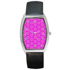 Pink Snowflakes Spinning In Winter Barrel Style Metal Watch by DianeClancy