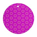 Pink Snowflakes Spinning In Winter Round Ornament (Two Sides)  Back