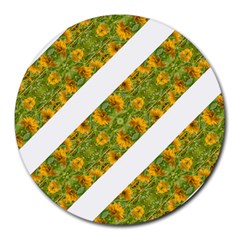 Indian Floral Pattern Stripes Round Mousepads by dflcprints