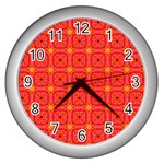 Peach Apricot Cinnamon Nutmeg Kitchen Modern Abstract Wall Clocks (Silver)  Front