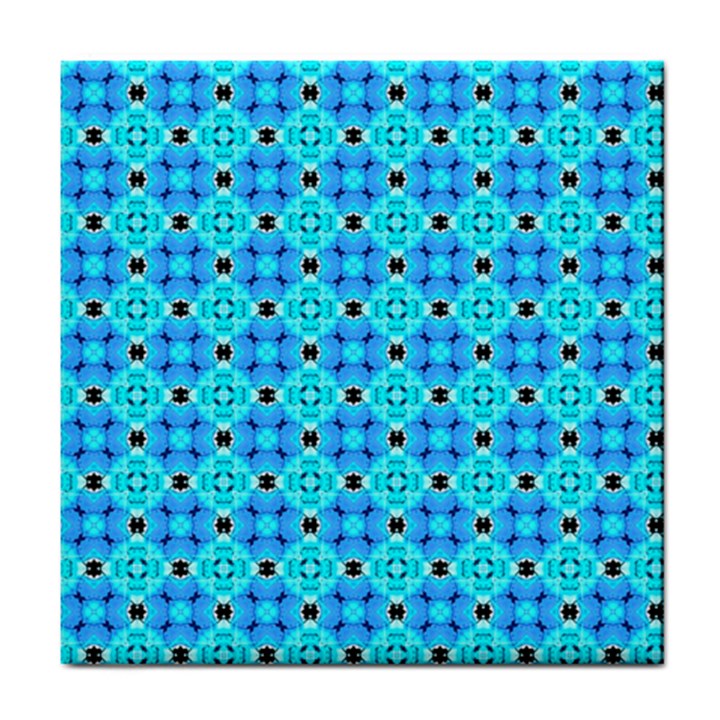 Vibrant Modern Abstract Lattice Aqua Blue Quilt Tile Coasters