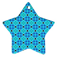 Vibrant Modern Abstract Lattice Aqua Blue Quilt Ornament (star)  by DianeClancy