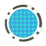 Vibrant Modern Abstract Lattice Aqua Blue Quilt Poker Chip Card Guards Back