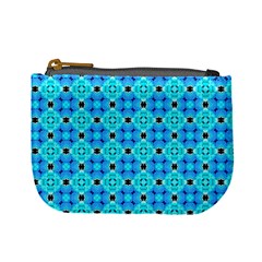 Vibrant Modern Abstract Lattice Aqua Blue Quilt Mini Coin Purses by DianeClancy