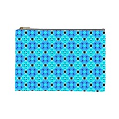 Vibrant Modern Abstract Lattice Aqua Blue Quilt Cosmetic Bag (large)  by DianeClancy
