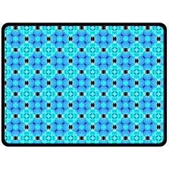 Vibrant Modern Abstract Lattice Aqua Blue Quilt Double Sided Fleece Blanket (large)  by DianeClancy