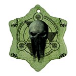 Awesome Green Skull Snowflake Ornament (2-Side) Back