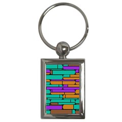 Round Corner Shapes In Retro Colors            			key Chain (rectangle) by LalyLauraFLM