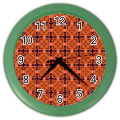 Peach Purple Abstract Moroccan Lattice Quilt Color Wall Clocks by DianeClancy