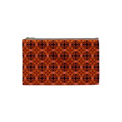 Peach Purple Abstract Moroccan Lattice Quilt Cosmetic Bag (small)  by DianeClancy