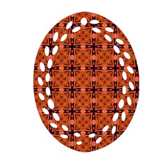 Peach Purple Abstract Moroccan Lattice Quilt Oval Filigree Ornament (2-side)  by DianeClancy