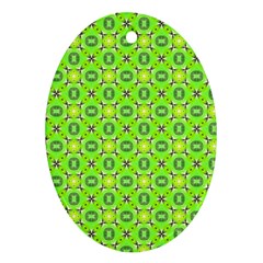 Vibrant Abstract Tropical Lime Foliage Lattice Ornament (oval)  by DianeClancy