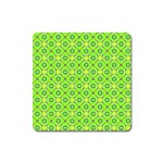 Vibrant Abstract Tropical Lime Foliage Lattice Square Magnet Front