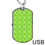 Vibrant Abstract Tropical Lime Foliage Lattice Dog Tag USB Flash (One Side) Front