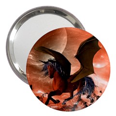 Wonderful Dark Unicorn In The Night 3  Handbag Mirrors by FantasyWorld7