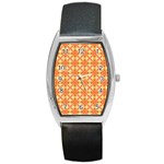 Peach Pineapple Abstract Circles Arches Barrel Style Metal Watch Front
