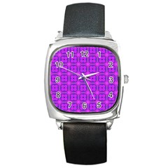 Abstract Dancing Diamonds Purple Violet Square Metal Watch by DianeClancy