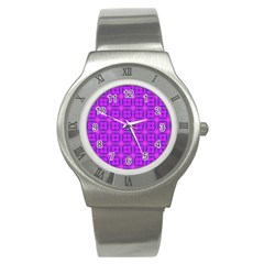 Abstract Dancing Diamonds Purple Violet Stainless Steel Watch by DianeClancy