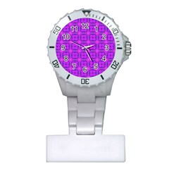 Abstract Dancing Diamonds Purple Violet Plastic Nurses Watch by DianeClancy