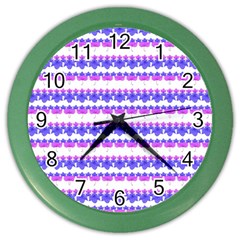 Floral Stripes Pattern Color Wall Clocks by dflcprints