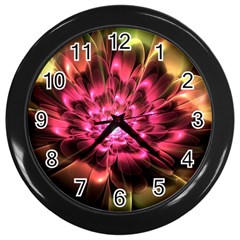 Red Peony Wall Clocks (black) by Delasel