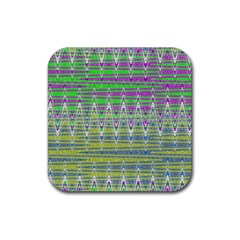 Colorful Zigzag Pattern Rubber Coaster (square)  by BrightVibesDesign