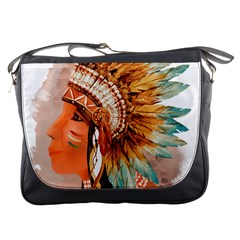 Native American Young Indian Shief Messenger Bags by TastefulDesigns