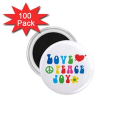 Love Peace And Joy Signs 1 75  Button Magnet (100 Pack) by TastefulDesigns