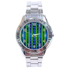 Blue Green Geometric Stainless Steel Analogue Watch