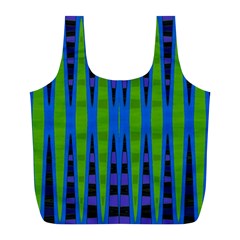 Blue Green Geometric Full Print Recycle Bags (l) 