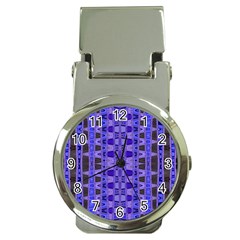 Blue Black Geometric Pattern Money Clip Watches by BrightVibesDesign