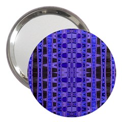 Blue Black Geometric Pattern 3  Handbag Mirrors by BrightVibesDesign