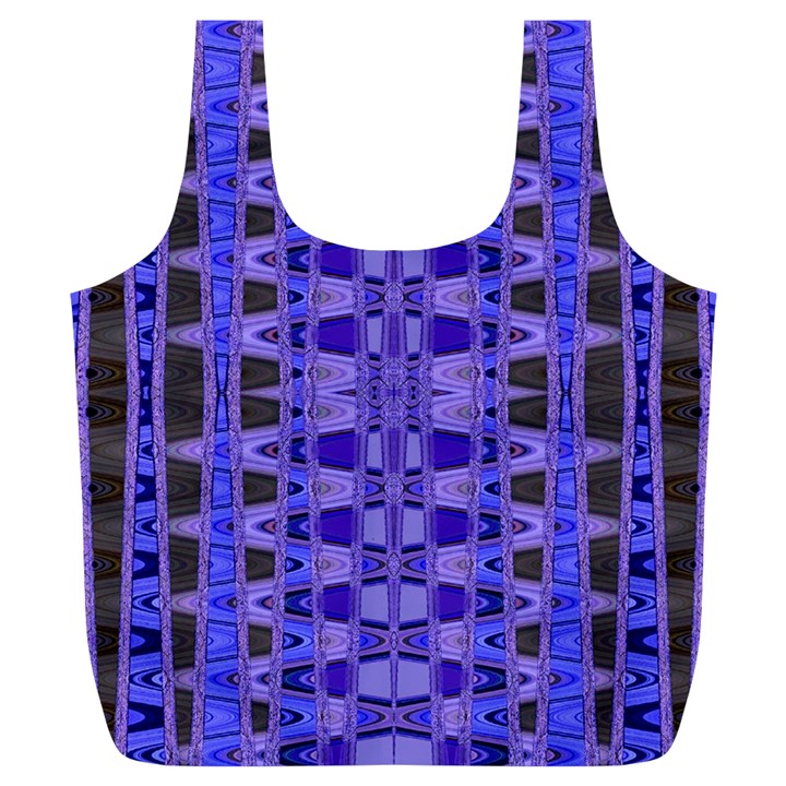 Blue Black Geometric Pattern Full Print Recycle Bags (L) 