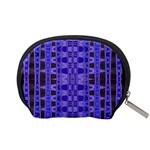 Blue Black Geometric Pattern Accessory Pouches (Small)  Back