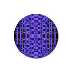 Blue Black Geometric Pattern Rubber Coaster (round) 