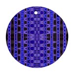 Blue Black Geometric Pattern Round Ornament (Two Sides)  Back